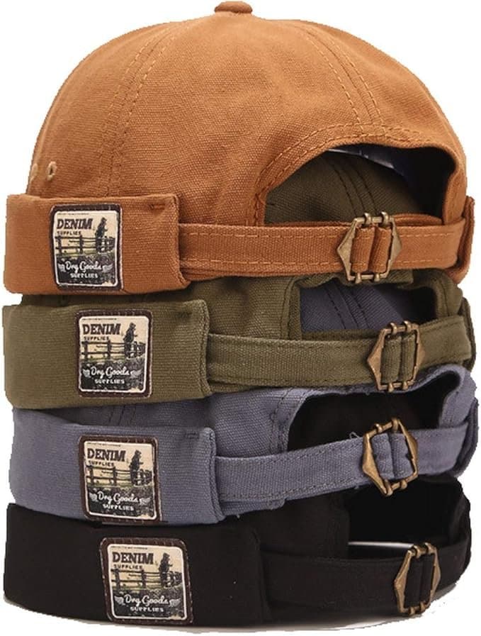 Bonnet rétro en coton sans bord pour homme